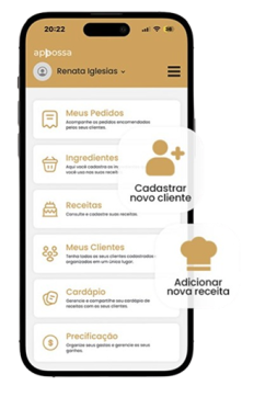 Mockup do aplicativo AppBossa