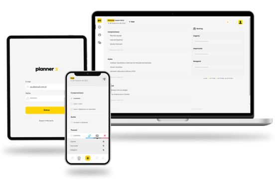 Mockup da plataforma Planner 3
