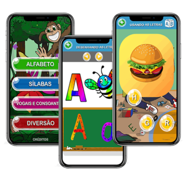 Mockup do aplicativo Português Kids