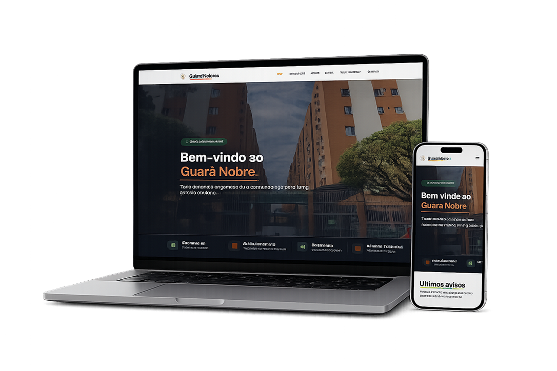 Mockup do site do Condomínio Guará Nobre